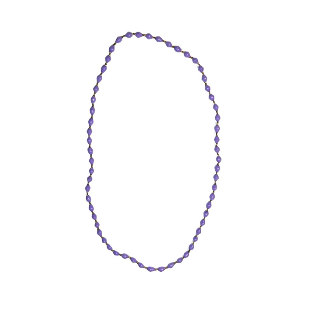 ETHICAL JEWELLERY AUSTRALIA WHOLSALE | PAPER BEAD JEWELLERY | NECKLACE | SINGLE STRAND | PURPLE | ON WHITE | AFRIBEADS