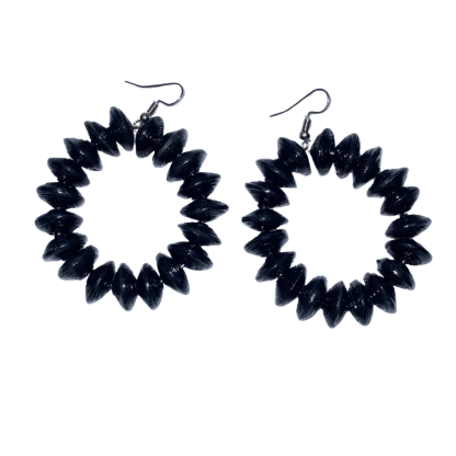 Chunky Hoop Earrings | Black | On White | ETHICAL JEWELLERY AUSTRALIA WHOLSALE | PAPER BEAD JEWELLERY | AFRIBEADS