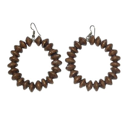 Chunky Hoop Earrings | Forest Brown | On White | ETHICAL JEWELLERY AUSTRALIA WHOLSALE | PAPER BEAD JEWELLERY | AFRIBEADS