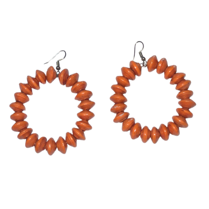 Chunky Hoop Earrings | Forest Orange | On White | ETHICAL JEWELLERY AUSTRALIA WHOLSALE | PAPER BEAD JEWELLERY | AFRIBEADS