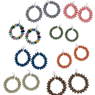 Chunky Hoop Earrings Group On White