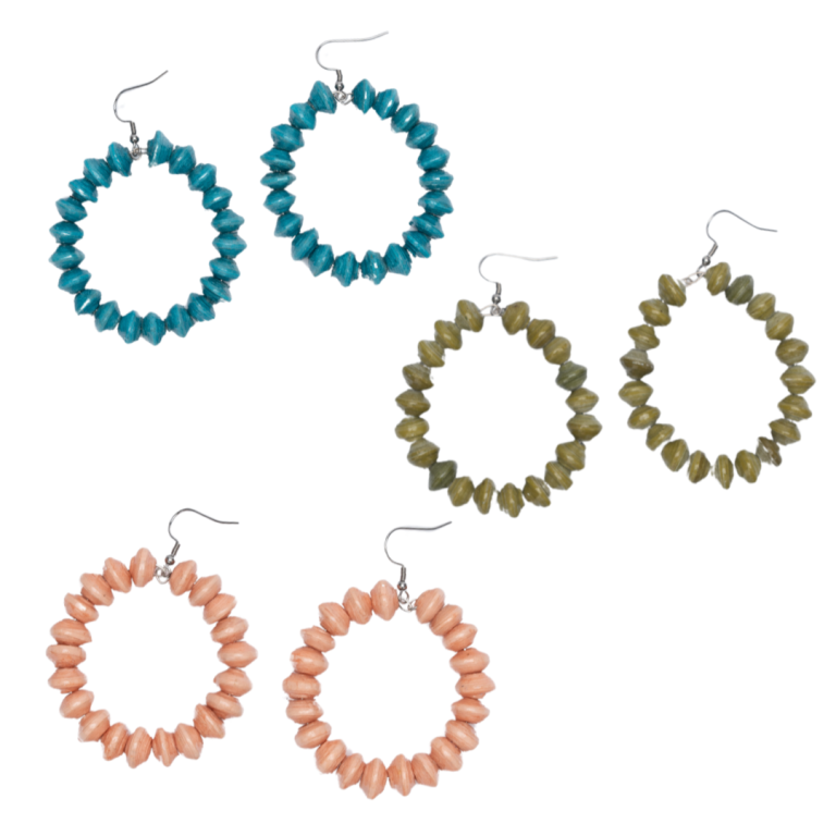 Chunky Hoop Earrings | Group | On White | ETHICAL JEWELLERY AUSTRALIA WHOLSALE | PAPER BEAD JEWELLERY | AFRIBEADS