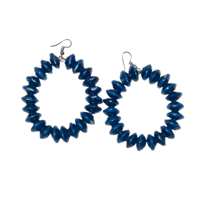 Chunky Hoop Earrings | Coast Blue | On White | ETHICAL JEWELLERY AUSTRALIA WHOLSALE | PAPER BEAD JEWELLERY | AFRIBEADS