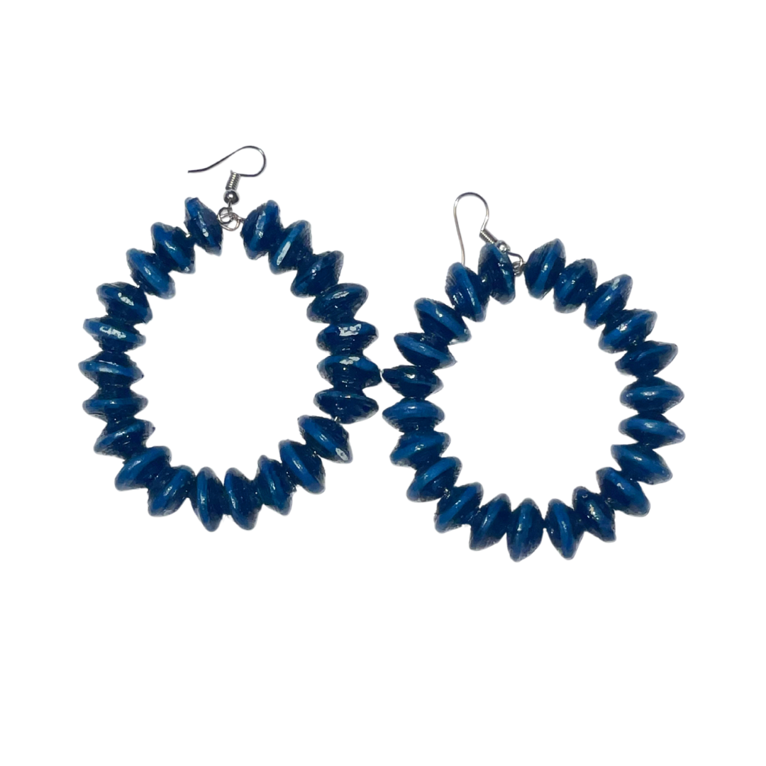 Chunky Hoop Earrings | Coast Blue | On White | ETHICAL JEWELLERY AUSTRALIA WHOLSALE | PAPER BEAD JEWELLERY | AFRIBEADS