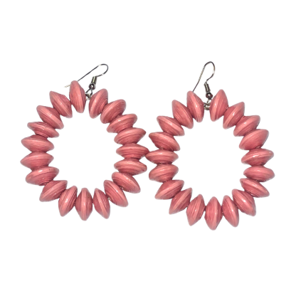 Chunky Hoop Earrings Garden Pink On White