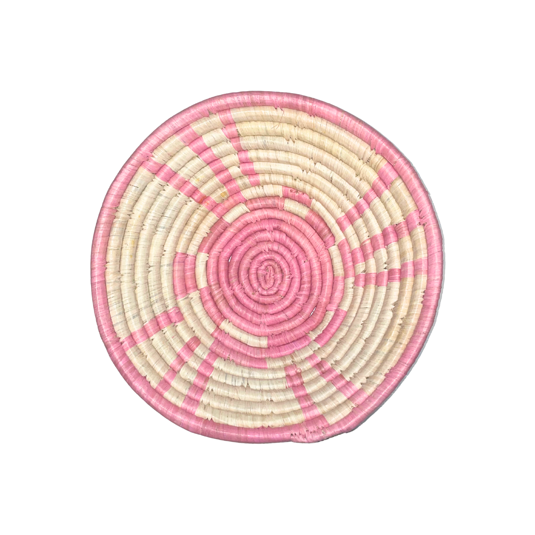 AFRICAN BASKETS AUSTRALIA WHOLSALE | BOWL | MED| ONCE OFF PATTERN | PATTERN 1 PALE PINK | ON WHITE