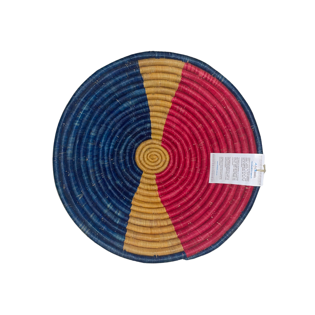 AFRICAN BASKETS AUSTRALIA WHOLSALE | BOWL | MED| ONCE OFF PATTERN | PATTERN 2 RED BLUE | ON WHITE