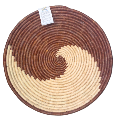 Platter Round | Swirl | CARAMEL | on white | African baskets wholesale in Australia | Afribeads