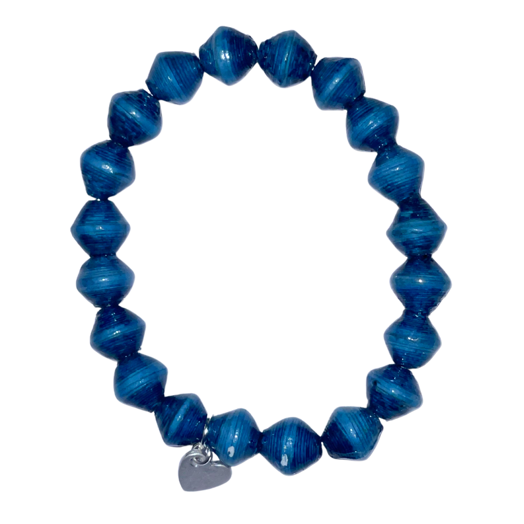 ETHICAL JEWELLERY AUSTRALIA WHOLSALE | PAPER BEAD JEWELLERY | AfriBOMB | BLUE | Full Heart | Afribeads