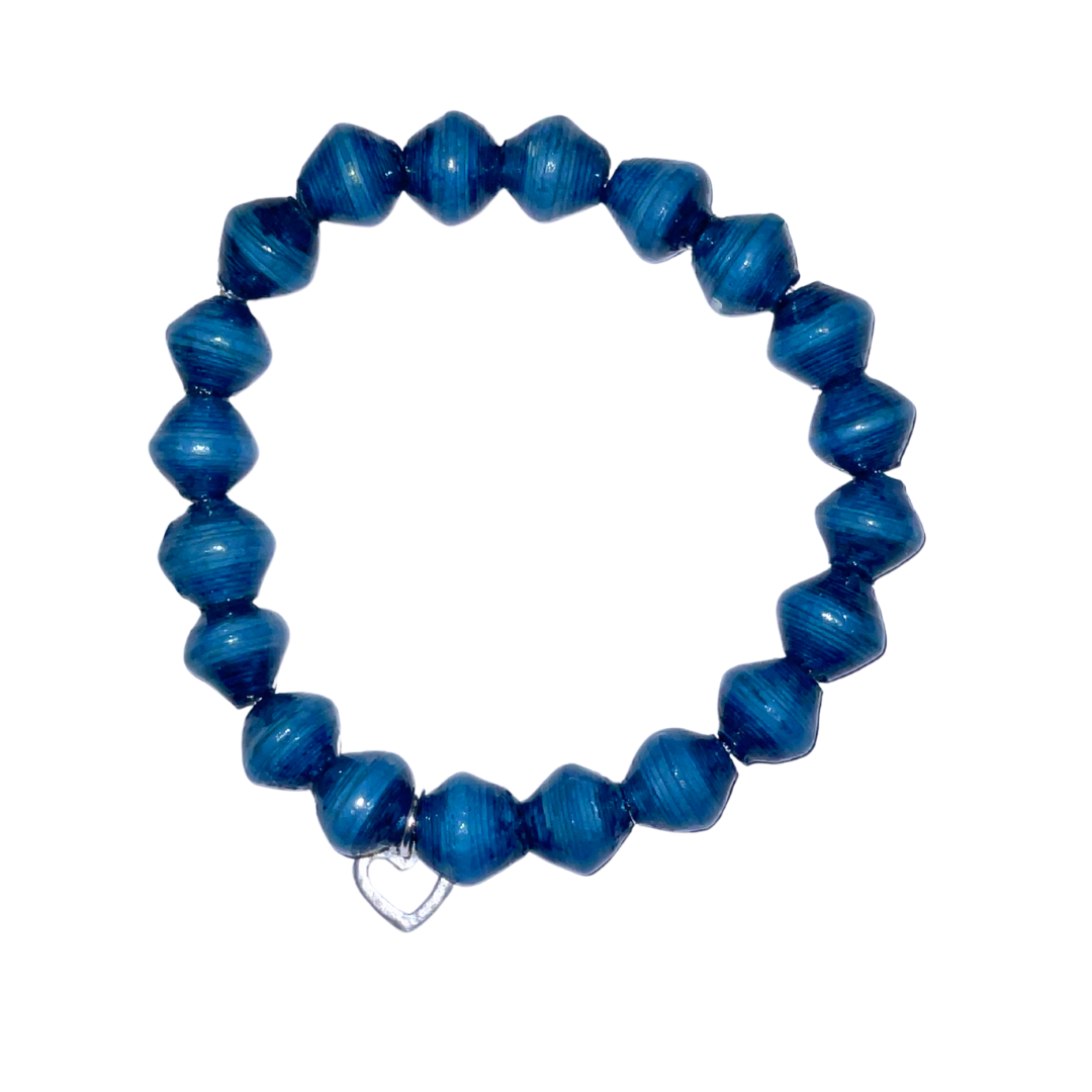 ETHICAL JEWELLERY AUSTRALIA WHOLSALE | PAPER BEAD JEWELLERY | AfriBOMB | BLUE | OPEN Heart | Afribeads