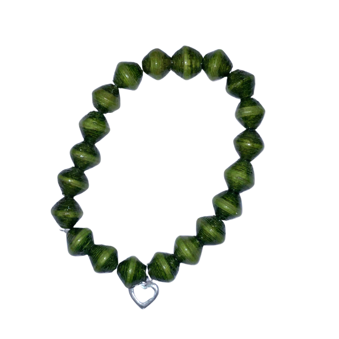 ETHICAL JEWELLERY AUSTRALIA WHOLSALE | PAPER BEAD JEWELLERY | AfriBOMB | GREEN | Full Heart | Afribeads
