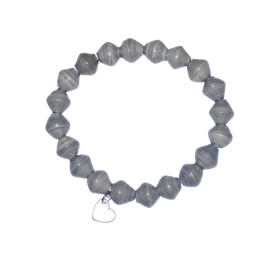 ETHICAL JEWELLERY AUSTRALIA WHOLSALE | PAPER BEAD JEWELLERY | AfriBOMB | GREY | OPEN Heart | Afribeads