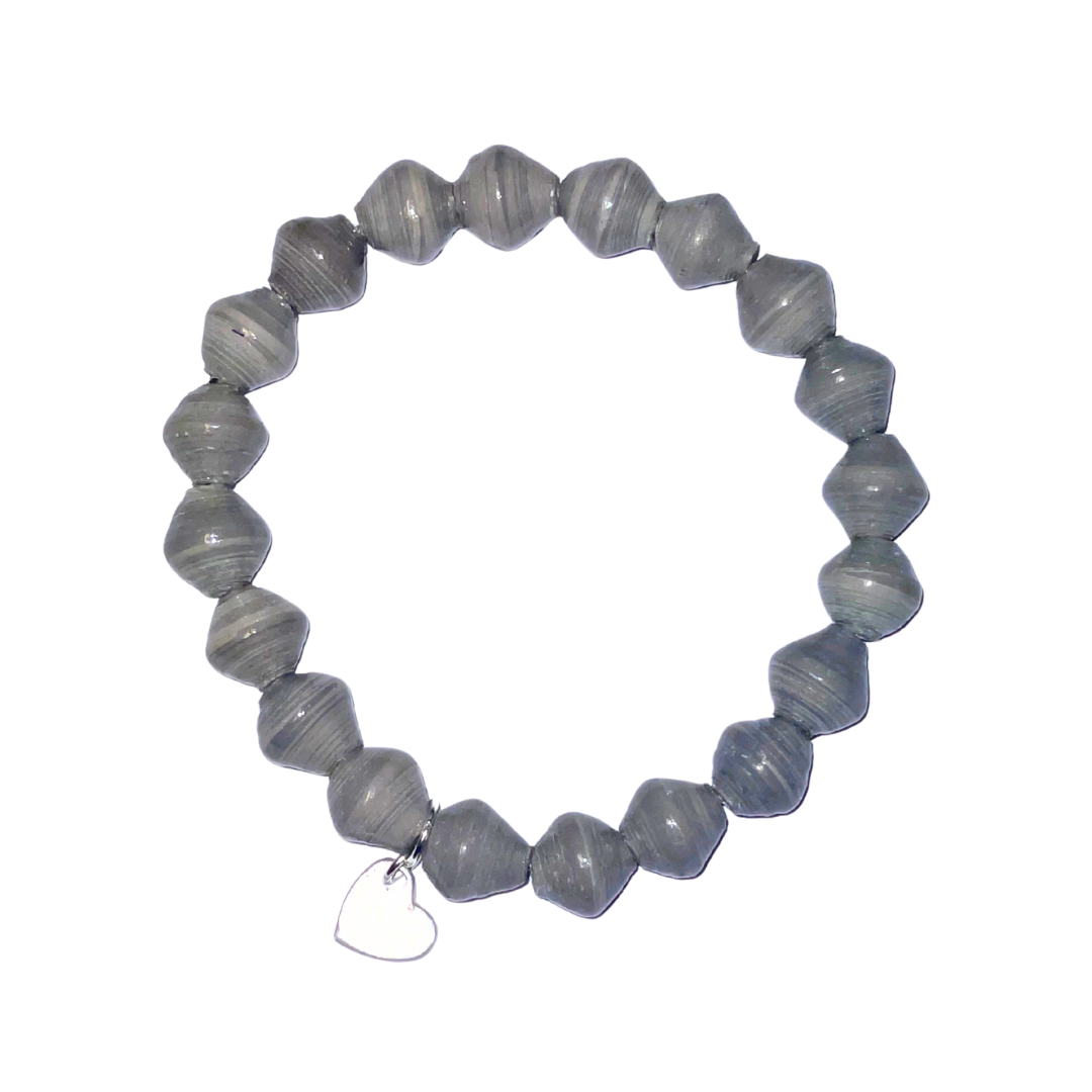 ETHICAL JEWELLERY AUSTRALIA WHOLSALE | PAPER BEAD JEWELLERY | AfriBOMB | Grey | Full Heart | Afribeads
