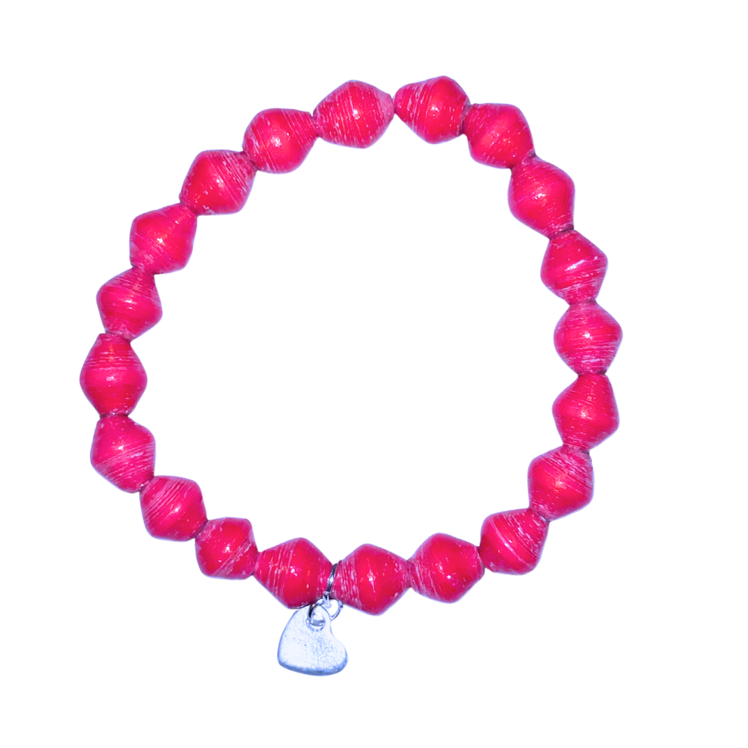 ETHICAL JEWELLERY AUSTRALIA WHOLSALE | PAPER BEAD JEWELLERY | AfriBOMB | HOT PINK | Full Heart | Afribeads