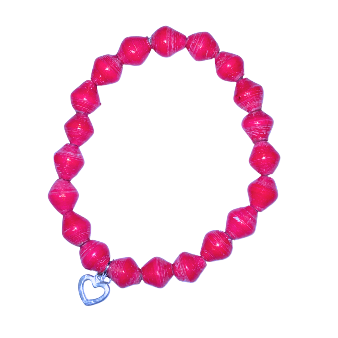 ETHICAL JEWELLERY AUSTRALIA WHOLSALE | PAPER BEAD JEWELLERY | AfriBOMB | HOT PINK | OPEN Heart | Afribeads