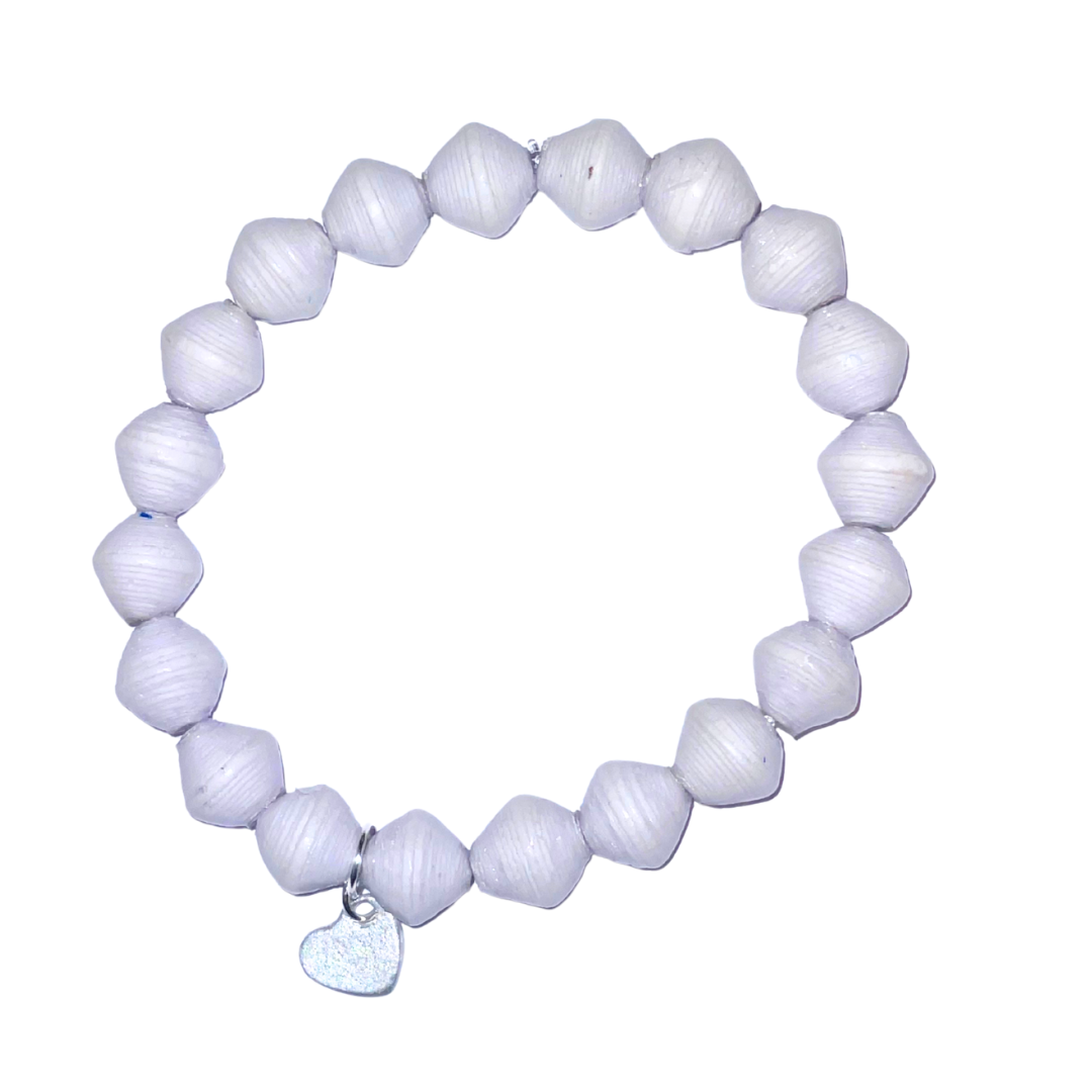 ETHICAL JEWELLERY AUSTRALIA WHOLSALE | PAPER BEAD JEWELLERY | AfriBOMB | WHITE | Full Heart | Afribeads