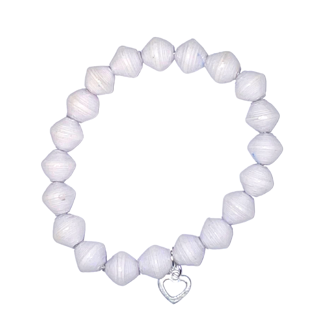 ETHICAL JEWELLERY AUSTRALIA WHOLSALE | PAPER BEAD JEWELLERY | AfriBOMB | WHITE | OPEN Heart | Afribeads